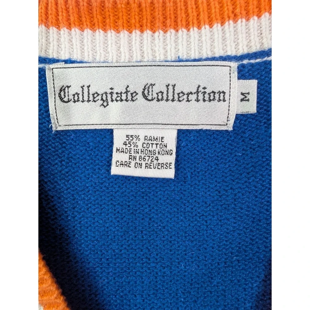 VTG 90s Florida Gators Sweater Vest Unisex M Blue Orange Chenille Cardigan